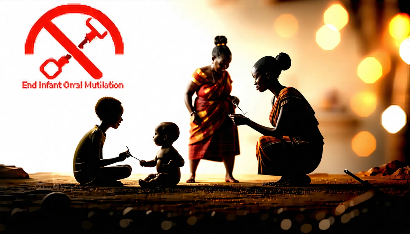 Infant oral mutilation is a dangerous and sometimes fatal traditional practice in East and Central Africa involving removal of developing canine buds, causing severe health risks and lifelong dental problems.